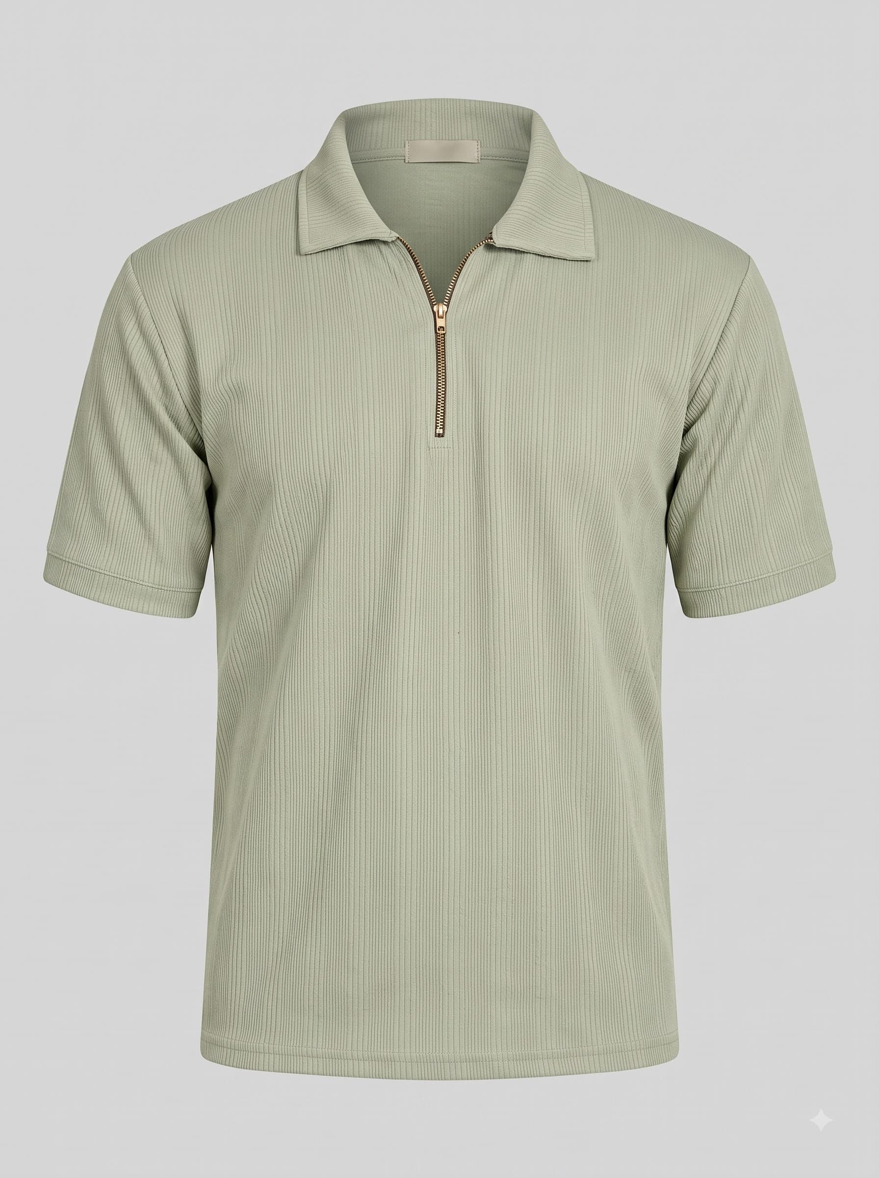 Sage Zip Polo ribbed quarter-zip polo in Sage